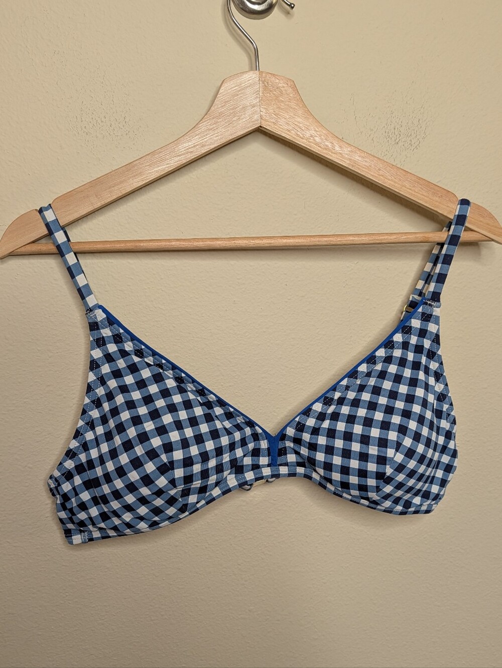 Tommy Bahama Blue White Gingham Underwire‎ Bikini Top Large